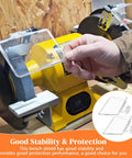 Heavy Duty Bench Grinder Eyeshield Replacement Guard With Shatterproof Acrylic Shield shown being held above a grinder.