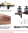 16 Inch Folding Shelf Brackets Set Of 2 Heavy Duty Stainless Steel Collapsible Triangle Shelf Brackets supporting weights on wall-mounted shelves