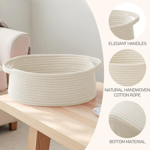 Crisp White Small Woven Storage Basket, Straight Up Essential Home Organizer For Toiletries Toys And Pantry, Measures 12 By 8 By 5 Inches, Keeps Your Setup Tight And Looking Fly, Perfect Fit For Shelves Or Closets, Neat Gift Basket