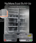 49 Cu Ft Commercial Freezer Double Door Reach In Stainless Steel Upright showcasing automatic defrost and heated door frame.