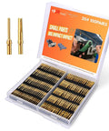 Jrready ST6580 100 Pair DB9 Crimp Terminals Gold Plated 20-24AWG in a clear case showing individual terminals.