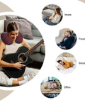 Person using Custom U Shaped Neck Pillow With Your Design, maroon memory foam pillow for home, travel, siesta, and office use