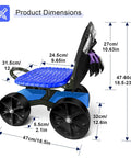Side view of Garden Cart Rolling Stool With Four Wheels And Tool Bag Adjustable Seat Height And Direction
