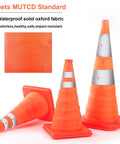 Five Pack 18 Inch Collapsible Traffic Cones With LED Night Lights For Safe Parking And Roadwork, Pop Up Hazard Cones