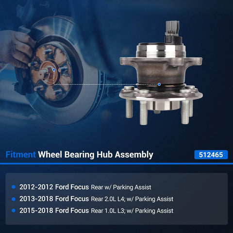 Rear Wheel Hub Assembly 512465 For Ford Focus 2012 2013 2014 2015 2016 2017 2018 With Parking Assist And ABS close-up