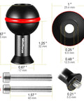 One Inch Ball Head Adapter With M6 And One Quarter Inch Threaded Studs Aluminum Alloy Rock Solid Fixed Ballhead Mount dimensions