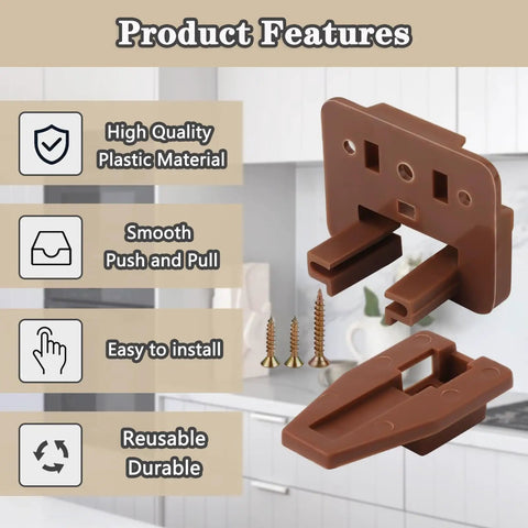 3 Pack Plastic Drawer Slides And Guides Replacement Tracks For Center Mount Bottom Mount Dressers Heavy Duty Glide Hardware No Hassle Vintage Hutch Repair Kit features easy-install brown plastic track with screws.