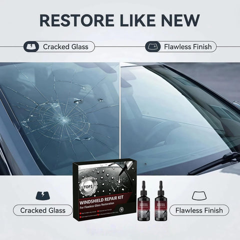 Windshield Crack Repair Kit For Cars With Nano Glass Repair Liquid 5 Minute Quick Fix 2 Bottles Fix Bullseye And Star Cracks All Crack Types