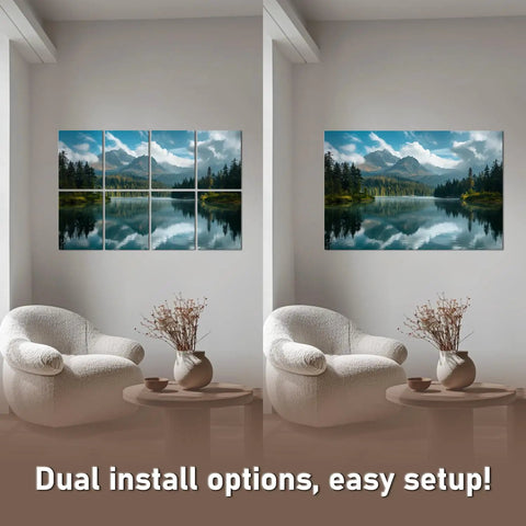 Decorative Acoustic Wall Panels With Heavy Duty Adhesive Peel And Stick Sound Proof Foam Tiles in mountain lake view design.