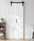 Game Changing 30 Inch Bifold Barn Doors With 34 Inch Hardware Kit Included, white doors in a modern interior, heavy duty build.