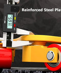 Heavy Duty Machine Mover Dolly With 360 Degree Swivel Equipment Skates For Hauling Furniture and Kickass Industrial Loads showing reinforced steel plate measurement.