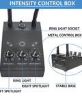 Dual Gooseneck 6W 6500K Spotlight For Microscope With 64 LED Ring Illuminator control box with knobs and stable base