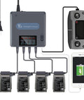 Mavic 2 Pro And Mavic 2 Zoom 6 In 1 LCD Display Charger For DJI Drone Batteries And Remote with four batteries and remote connected