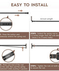 Installation guide for No Drill Tension Curtain Rod Set 51 To 168 Inches For Indoor Or Outdoor Use Extra Long Curtain Rod