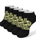 Are We There Yet Ankle Socks Five Pair Pack Moisture Wicking Athletic Socks For Running And Gym featuring RV design