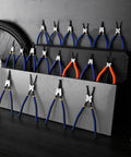 7 Inch External Snap Ring Pliers Heavy Duty Circlip Pliers For Removing And Installing Retaining Rings With Straight Jaw Cr V Steel Pro Grade Tool For Shafts And Bore Holes displayed on a wall rack.