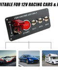 12V DC 5 In 1 Car Ignition Switch Panel Kit With Engine Start Push Button LED Toggle Switches Carbon Fiber Finish For Racing Cars Trucks And RVs Includes Relay For Quick And Smooth Start