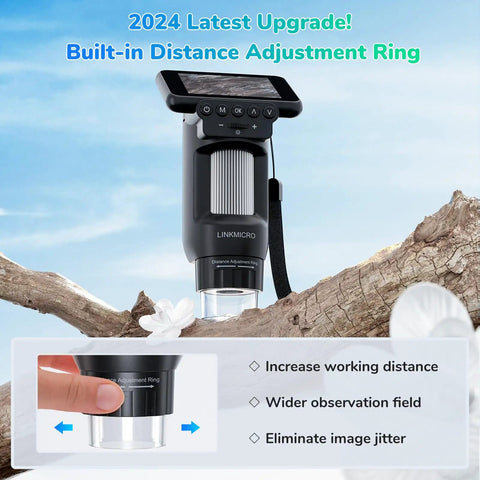 Portable Digital Microscope With 2.8 Inch LCD Screen, 8 LED Lights, Handheld USB Coin Camera, Slide Kit For Kids And Adults, Built-In Distance Adjustment Ring For Stable Focus And Clear Imaging on branch