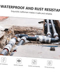 Elbow Iron Pipe Fitting Set, Six Pieces, Three Quarters Inch Industrial Connectors in a plumbing installation.