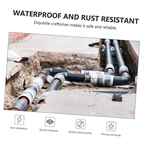 Elbow Iron Pipe Fitting Set, Six Pieces, Three Quarters Inch Industrial Connectors in a plumbing installation.