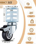 Heavy Duty Storage Rack Caster Wheels Badass 2 Inch Rollers With Secure Top Brakes Fits Boltless Shelving Units shown with dimensions.