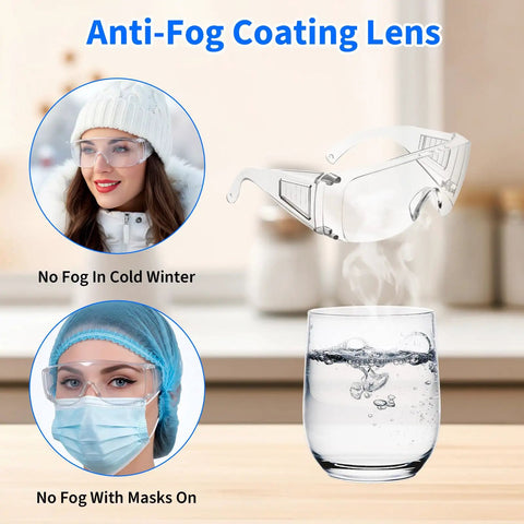 Shop Grade 3 Pack Clear Safety Glasses Heavy Duty Wraparound Protective Eyewear floating over steam and water.