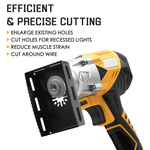 Two Pack Square Slot Cutter For Drywall Outlet Boxes Heavy Duty Oscillating Tool Bit With Precise 2-3/8 By 3-3/4 Inch Or 3-3/4 By 3-3/4 Inch Holes Thick Tough Blade For Rigidity And Long Service Life Fast Outlet Box Openings, cutting drywall holes