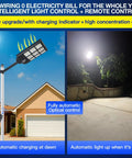 Outdoor Solar Street Light With Motion Sensor And Remote IP67 Waterproof Wall Mount LED Flood Light illuminating driveway at night