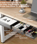 Premium Under Desk Drawer Storage Set With Three Attachable Slide Out Trays For Office And Home, showcasing clear trays for A4 paper, notebook, and small gadgets.