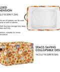 Totally Solid Fall Pumpkin Floral Collapsible Storage Basket With Real Smooth Faux Leather Handles And Water Resistant Fabric dimensions 14.2x10.2x8.3 inches.