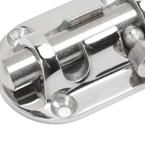Close-up of Heavy Duty Marine Locker Latch Built To Last In Polished Stainless Steel For Boats And Yachts Fits Windows Doors Hatches Cabinets Three And Five Eighths Inch Corrosion Resistant Impact Proof Easy Install Secure Lock showing polished finish and mounting holes