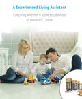 Family using Universal Battery Checker With LCD Display No Brainer Power Health Readout For AA AAA C D 9V And Button Cells toy support