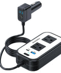Plug Straight Into Your Ride With This Dope 300W Car Power Inverter Designed For Starlink Mini Users Plus Dual 110V AC Outlets Quick Type C Charging USB Ports And A Smart Digital Meter That Keeps Your Daily Commute Vibes Totally Smooth Today. Compact car power inverter with two AC outlets and USB ports.