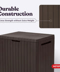30 Gallon Resin Outdoor Storage Box And Patio Furniture Side Table For Pool And Garden Accessories, all-weather brown