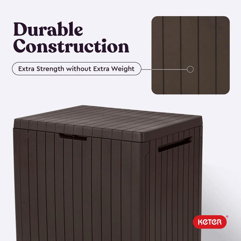 30 Gallon Resin Outdoor Storage Box And Patio Furniture Side Table For Pool And Garden Accessories, all-weather brown