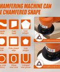 Image showing various chamfering shapes and options for the Hot Deal On This Snazzy Two In One Mini Pneumatic Chamfering Machine.