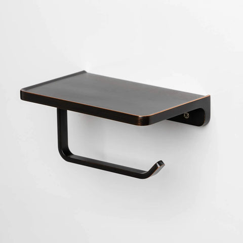 Oil Rubbed Bronze Wall Mount Toilet Paper Holder With Shelf And Phone Slot, Heavy Duty Zinc Alloy Dispenser for bathroom use