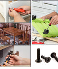 M6 X 25mm Flat Head Socket Bolts Set Of 10 in use for bed frames, desks, and chairs, stainless steel screws for home repair