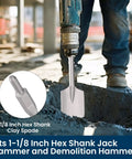 65A Shank Clay Spade Jackhammer Shovel Bit 4.3 By 16.5 Inch Alloy Steel Demolition Tool For Concrete Removal in use