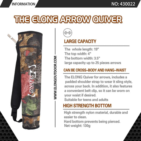 Adjustable Back Archery Quiver Holder For Compound And Recurve Bows, Upgraded Quiver With Padded Shoulder Strap, side view