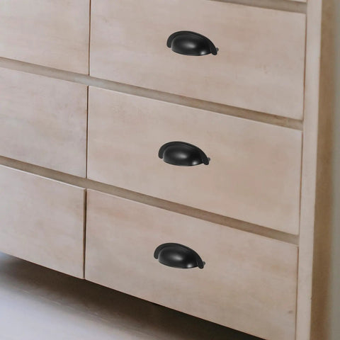 Semi Round Cabinet Drawer Pulls In Black Stainless Steel Cup Handles For Cabinets And Closets, Ergonomic Grip For Easy Opening