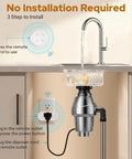 Diagram showing installation of No Fuss Wireless Sink Top Garbage Disposal Switch Kit With On Off Remote And 5S 10S Timer Air Switch Replacement.
