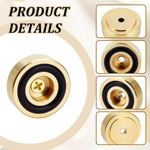 Solid Brass Cutting Board Feet With Grippy Silicone Pads Keep Your Boards Planted Tight No More Slip Sliding On Countertops Durable Eight Piece Leg Kit For Chopping Blocks shown from the side