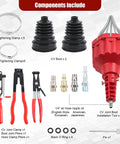 Components of Universal Pneumatic CV Joint Boot Installation Tool Kit With Expander Rod for Auto Repairs