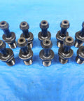 Heavy Duty Cat40 Mas1 Retention Knobs With Coolant Thru 10 Piece Pull Studs Kit showcasing ten black pull studs arranged on a blue background.