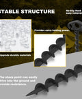 Heavy Duty Screw In Tent Stakes 9.4 Inch Ground Anchors 6 Pack showing spiral design and material close-up.