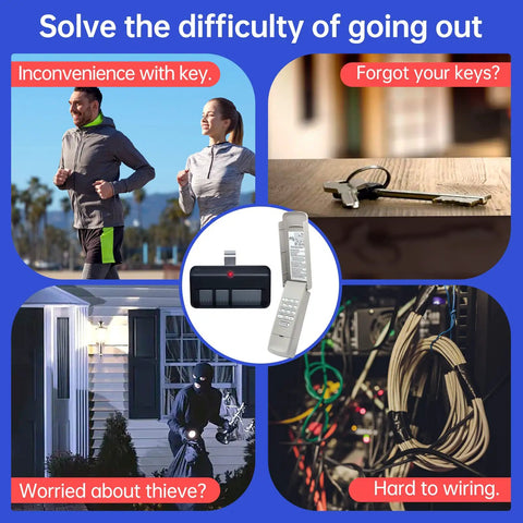 Upgrade Your Garage With This Handy Keyless Entry Keypad Plus Two Pack Of Three Button Remotes Compatible With Major Openers Since Nineteen Ninety Three Replaces Old Models For Super Easy Access Every Day shown addressing common lock issues