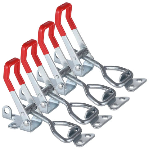Heavy Duty Toggle Latch Clamp Set With Adjustable Hasps And Lock Hole, 1320 Lbs Holding Capacity, Large 2.6 In To 3.3 In Range