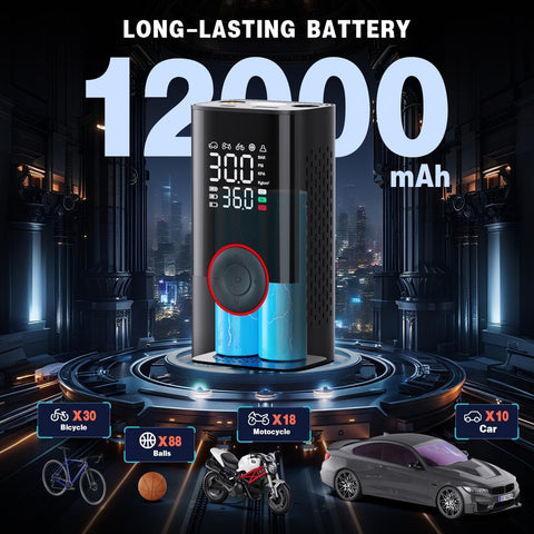 Cordless Tire Inflator With Digital Pressure Gauge, Portable Mini Air Pump large battery capacity display
