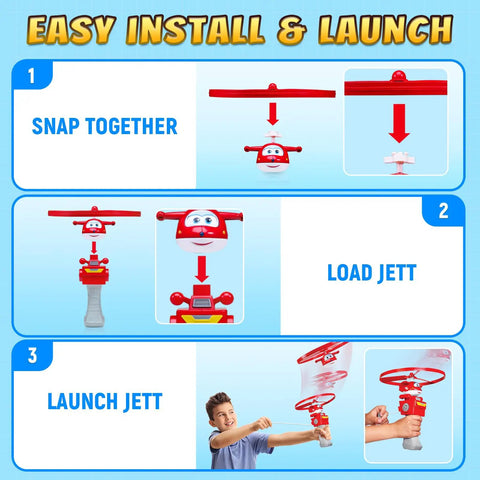 Assembly steps for Outdoor Flying Disc Launcher Toy For Kids Ages 3 4 5 6 7 8 Boys And Girls, Easy Pull String Airplane Themed
